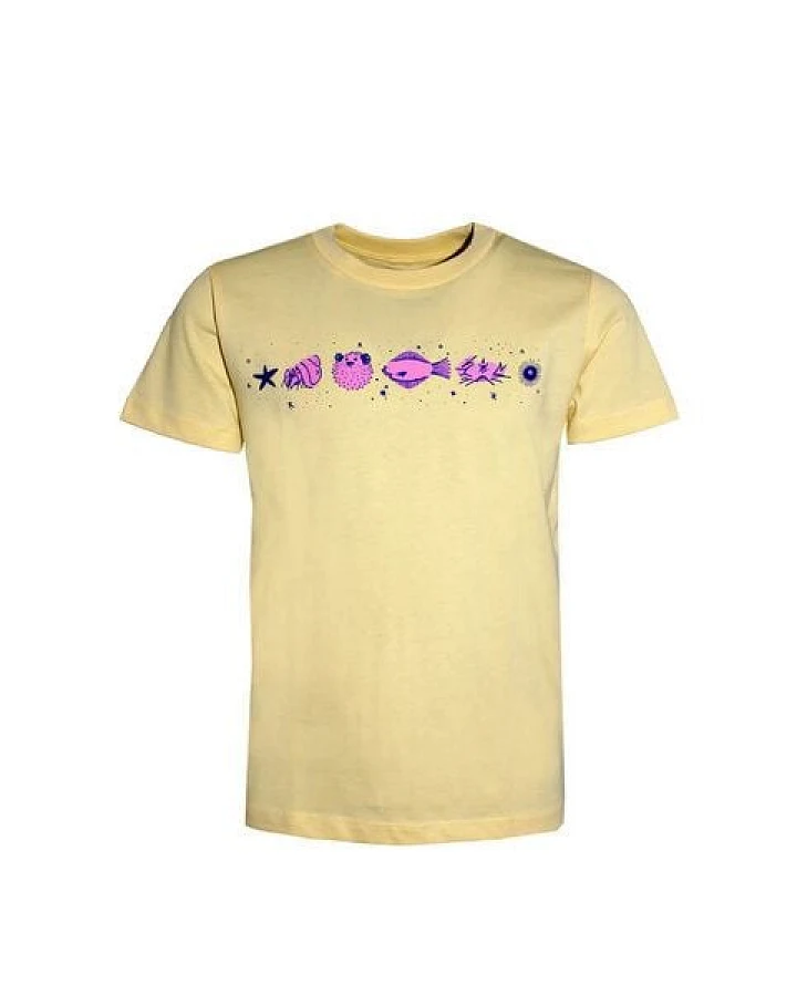 Kinder T-Shirt Rundhals Bio-Baumwolle "Fischgedöns (Kidz)" Gelb Fädd