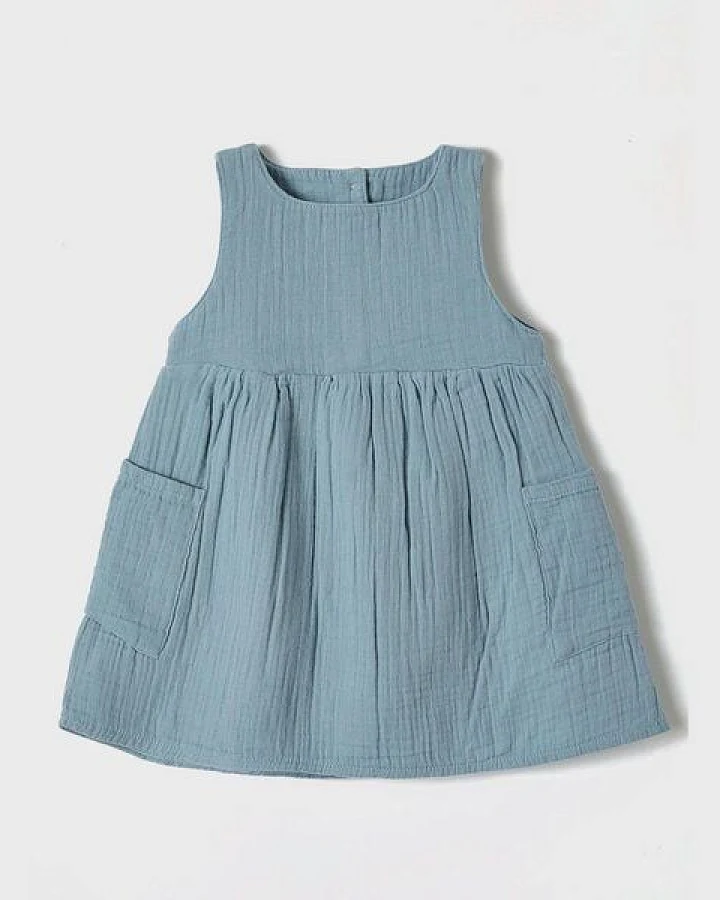 OrganicEra Bio Musselin ärmelloses Kleid mit Tasche