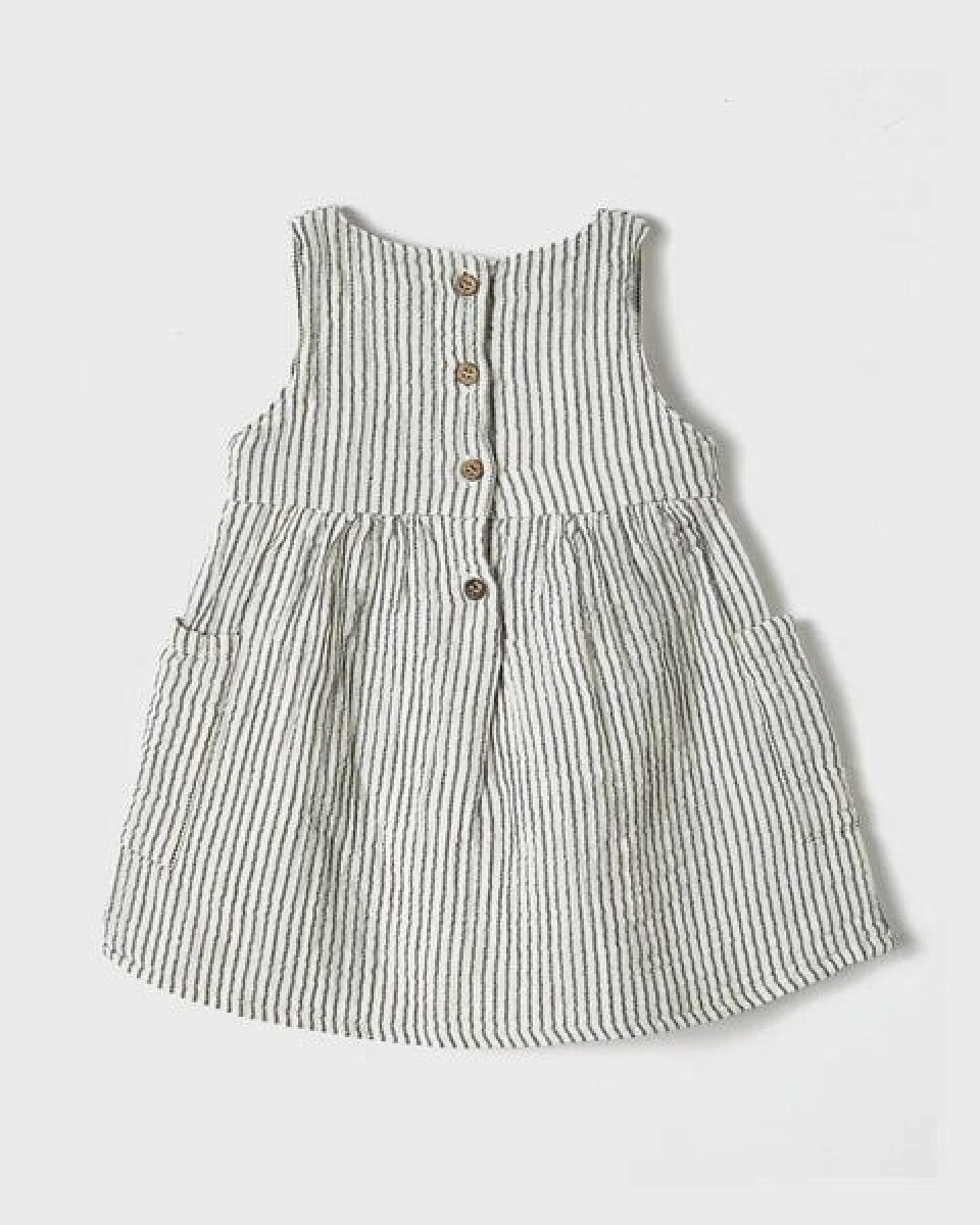 OrganicEra Bio Musselin ärmelloses Kleid mit Tasche, Antrasith gestreift – Ansicht 4