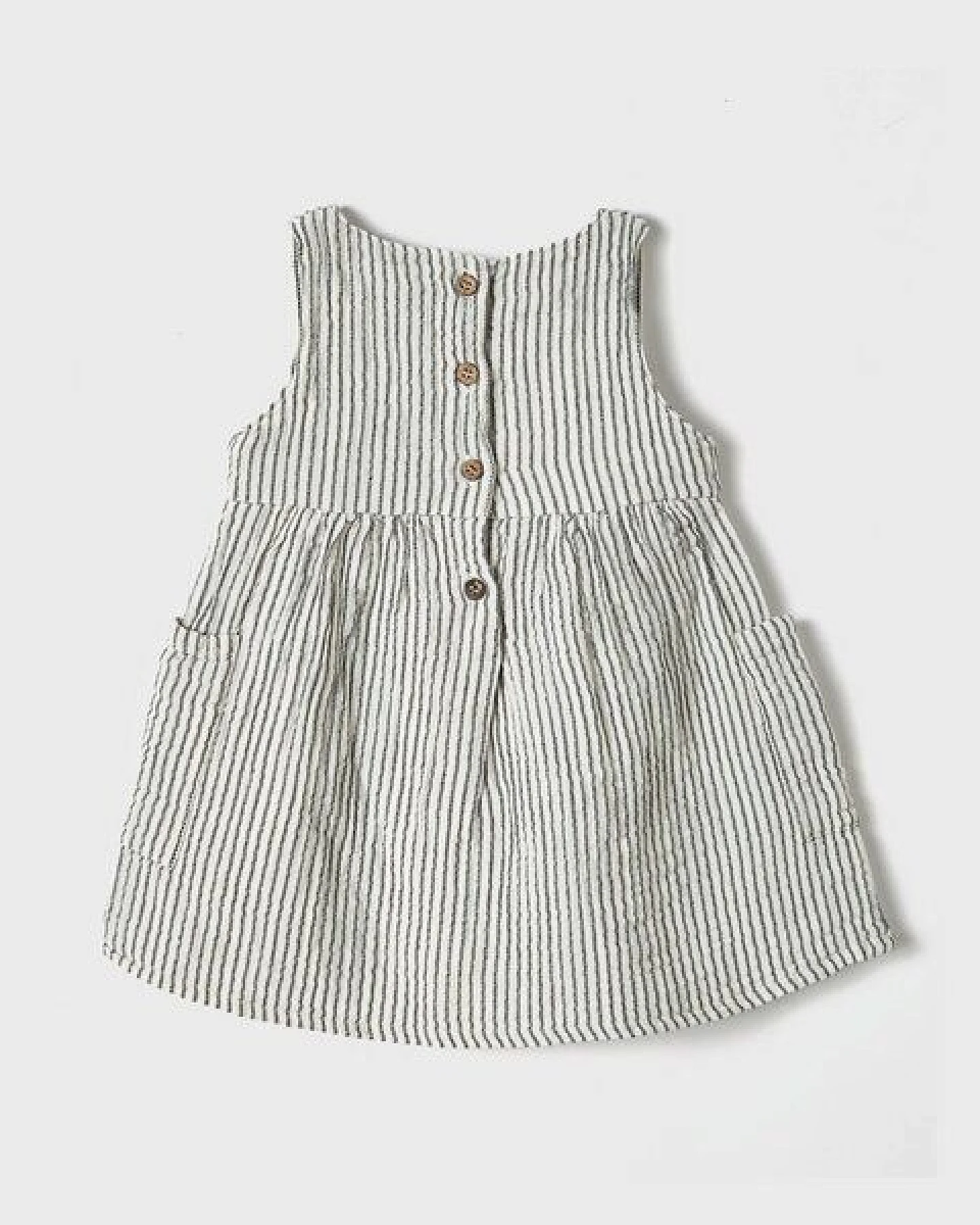 OrganicEra Bio Musselin ärmelloses Kleid mit Tasche, Antrasith gestreift – Ansicht 4