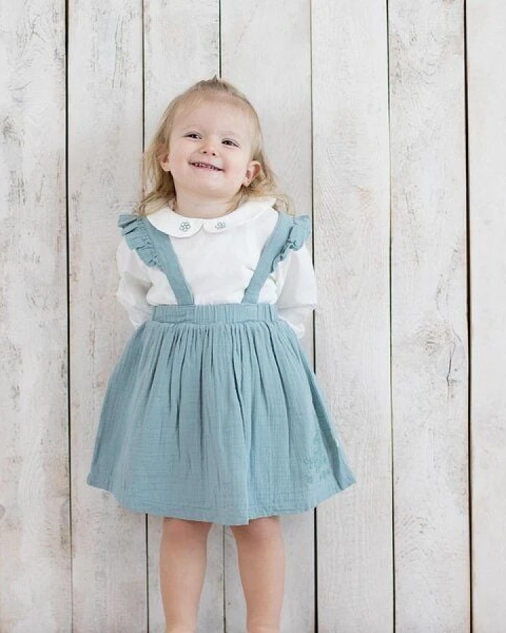 OrganicEra Babykleid aus Bio-Musselin mit Rüschen, Aqua