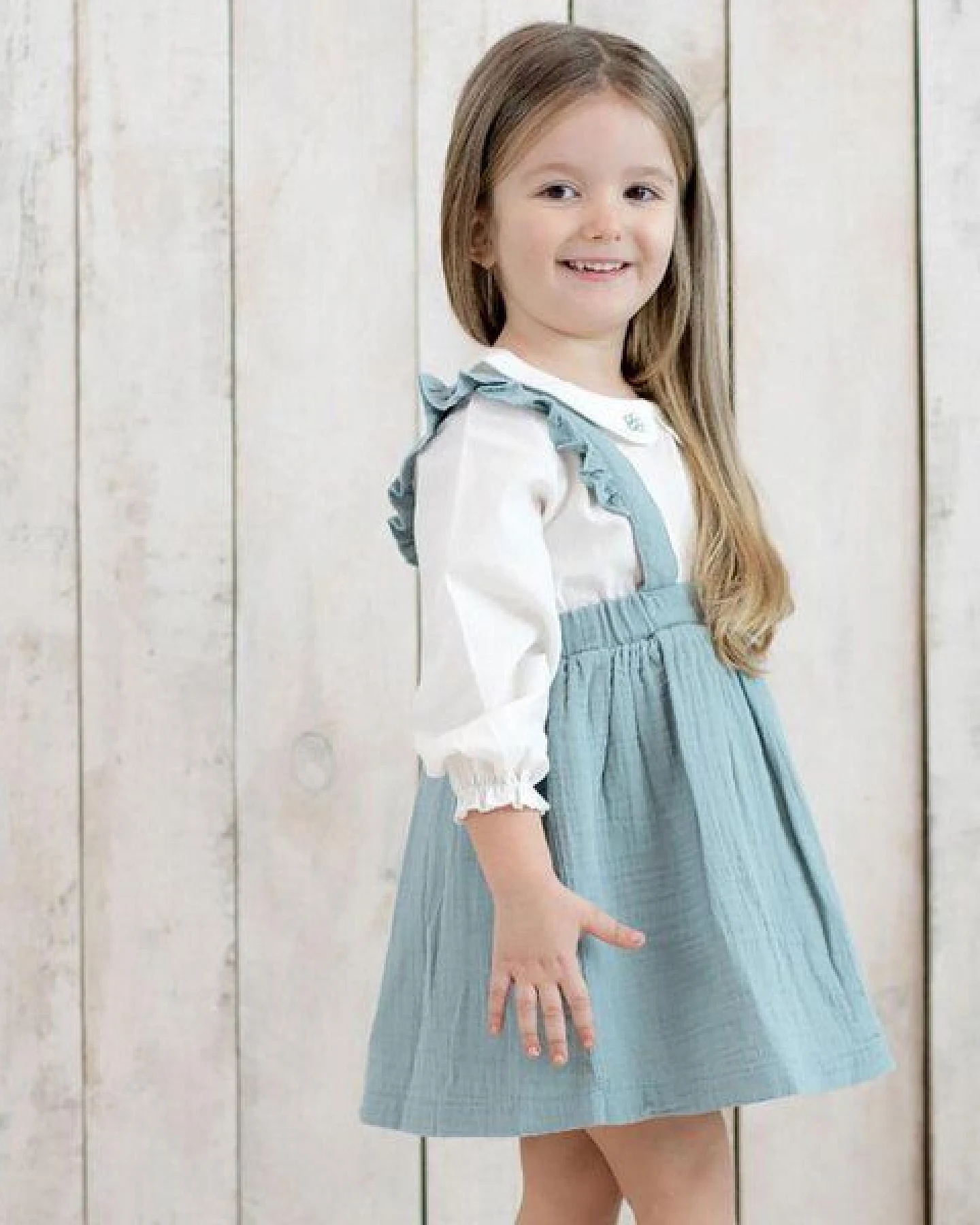 OrganicEra Babykleid aus Bio-Musselin mit Rüschen, Aqua – Ansicht 2