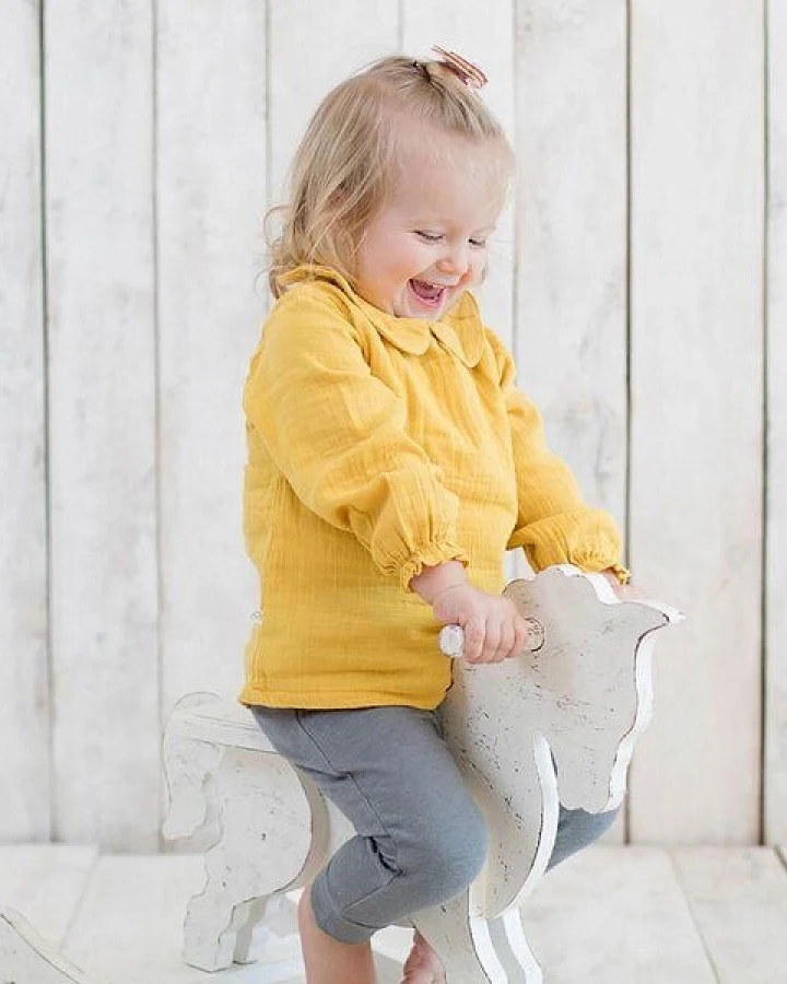OrganicEra Bio Musselin Peter Pan Kragen Bodysuit Bluse