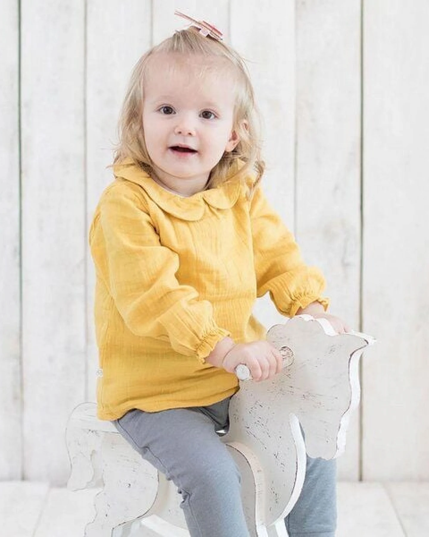 OrganicEra Bio Musselin Peter Pan Kragen Bodysuit Bluse – Ansicht 2