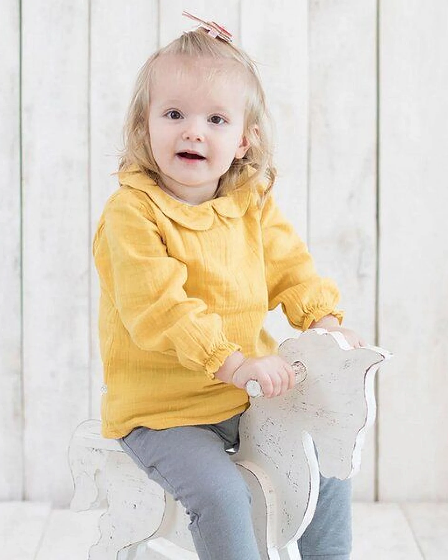 OrganicEra Bio Musselin Peter Pan Kragen Bodysuit Bluse – Ansicht 2