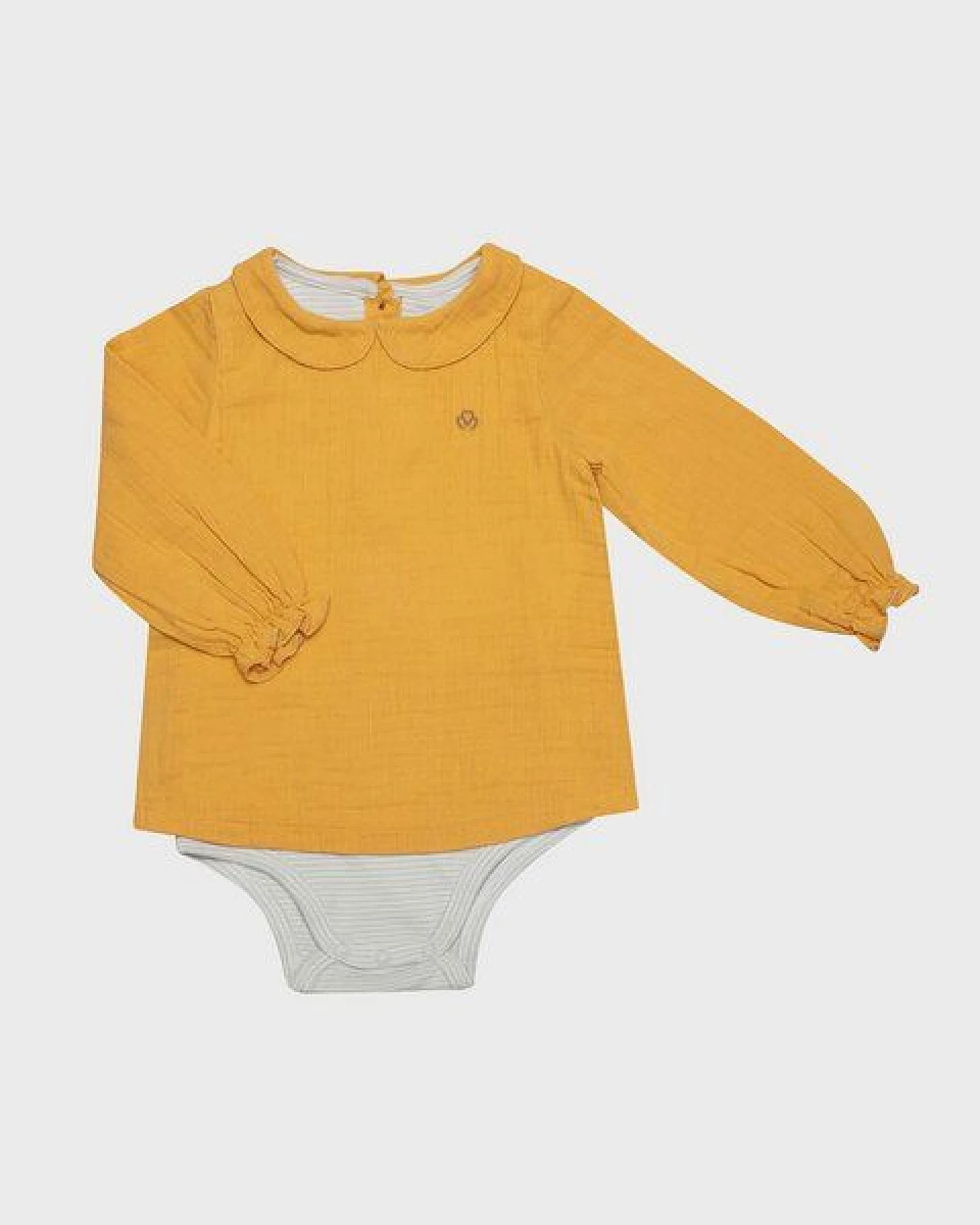 OrganicEra Bio Musselin Peter Pan Kragen Bodysuit Bluse – Ansicht 3