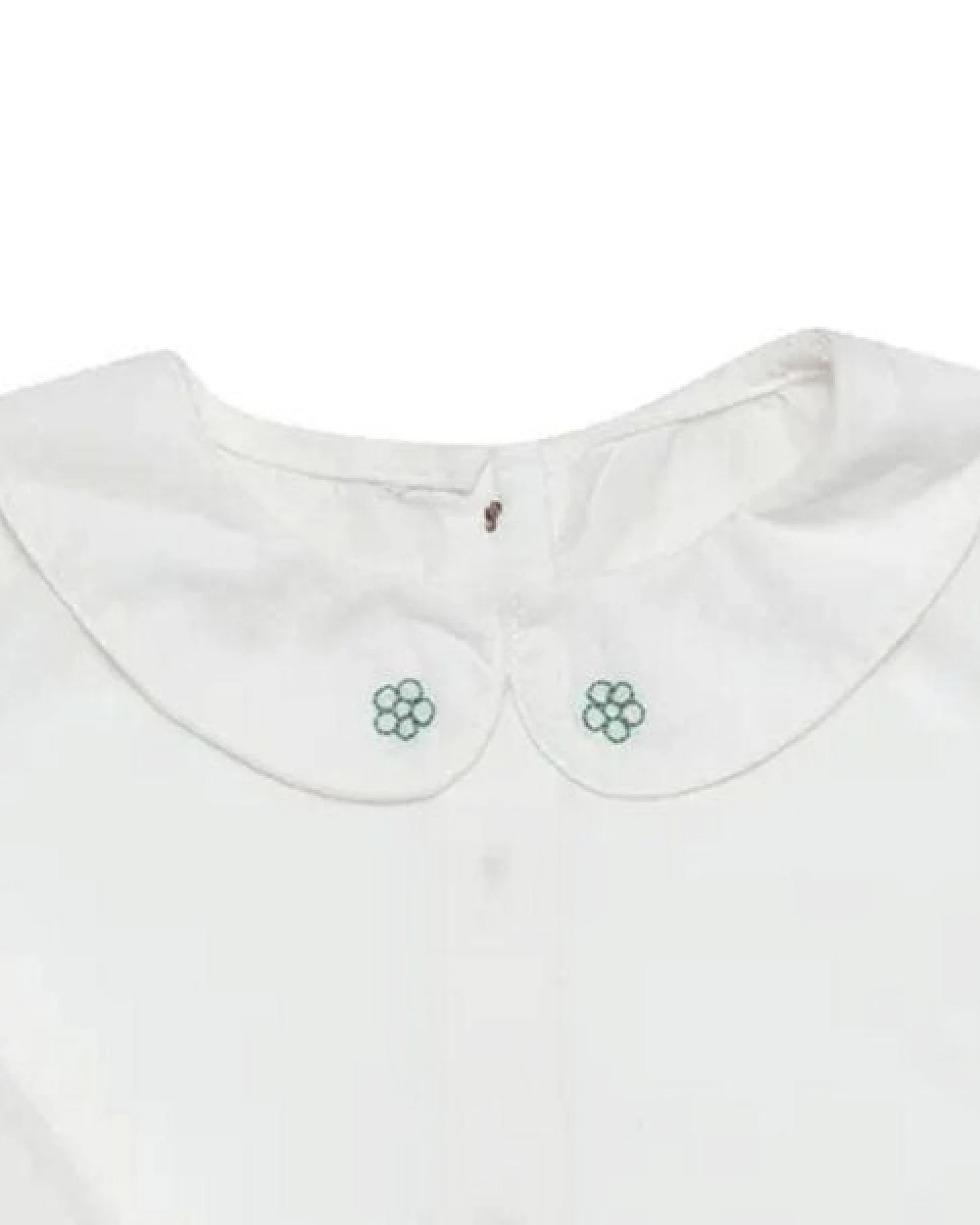 OrganicEra Bio Vual Baby Mädchen Peter Pan Kragen Shirt Stickerei, Weiß – Ansicht 2