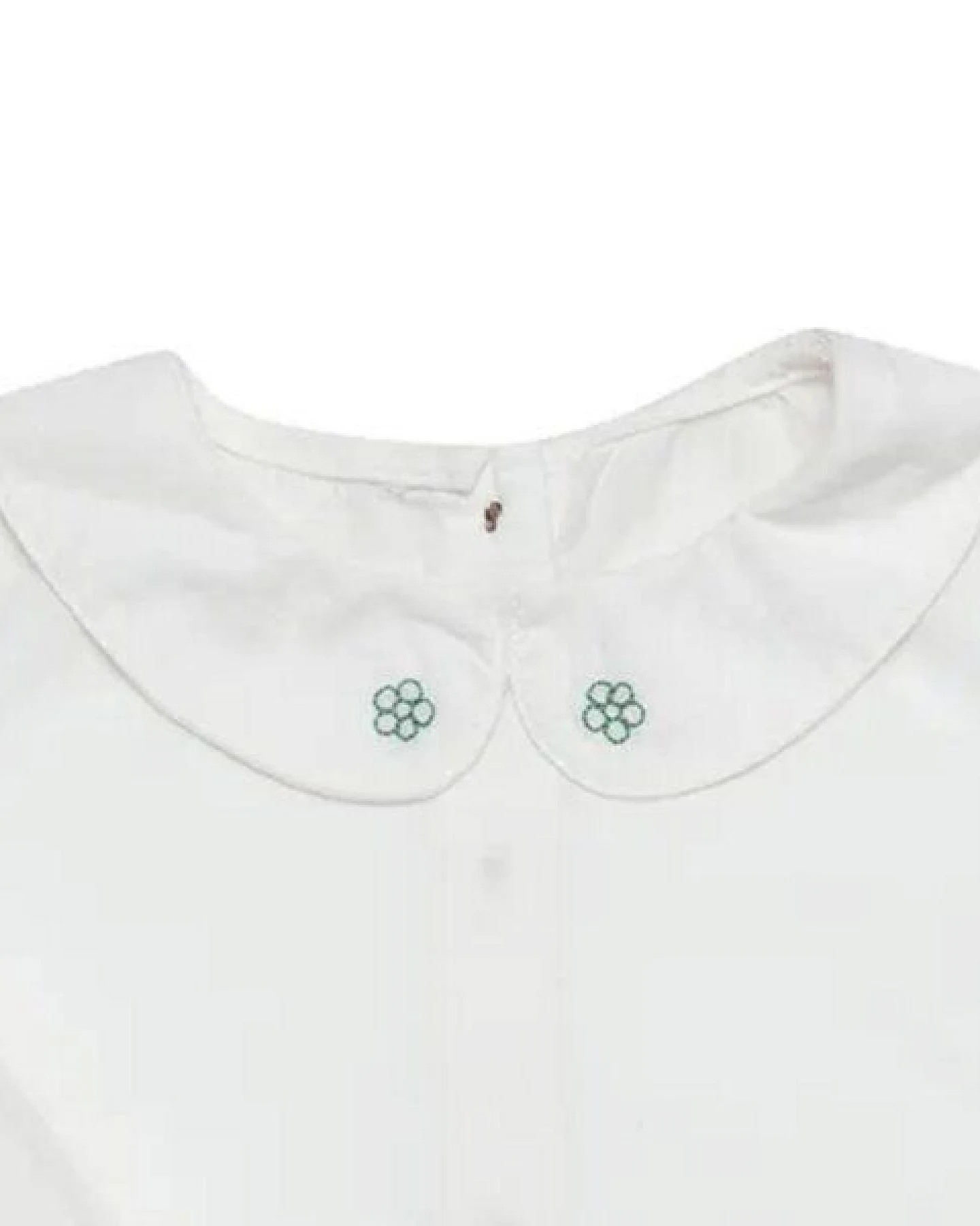 OrganicEra Bio Vual Baby Mädchen Peter Pan Kragen Shirt Stickerei, Weiß – Ansicht 2