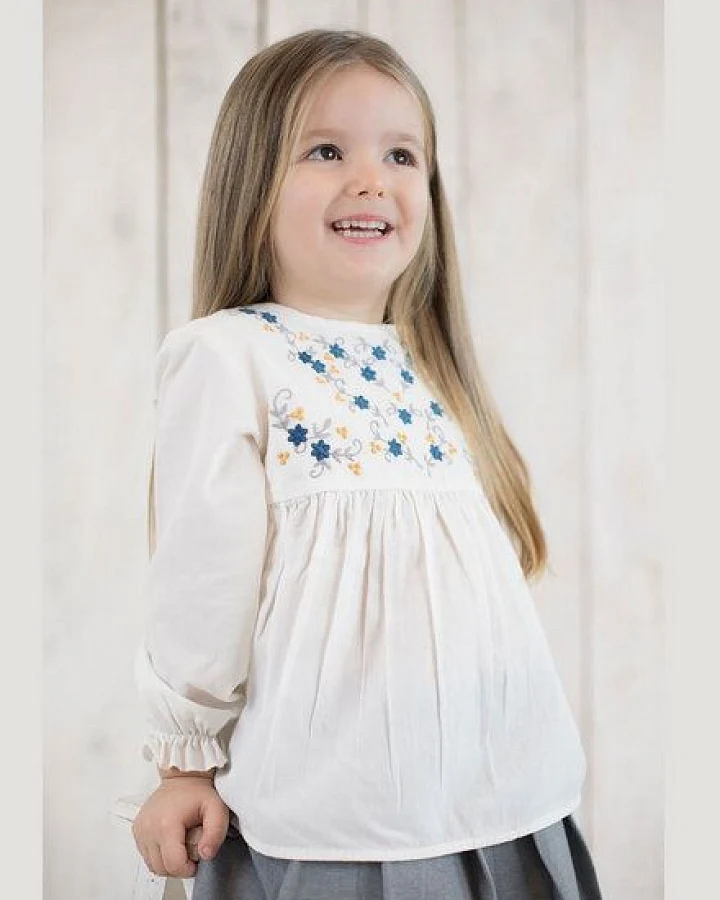 OrganicEra Bio Vual Baby Mädchen Tunika mit Stickerei, Weiß