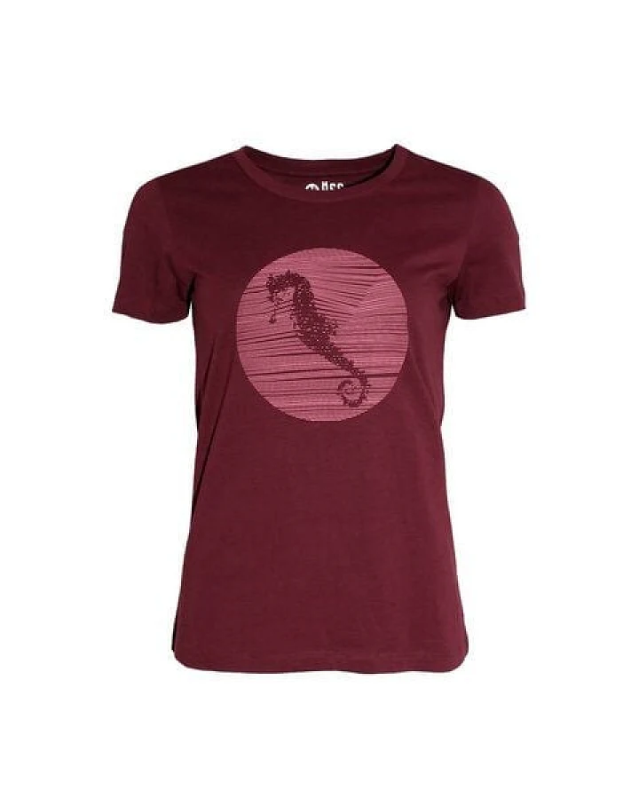 Damen T-Shirt Rundhals aus Bio-Baumwolle "Hippocampus" Rot von Fädd