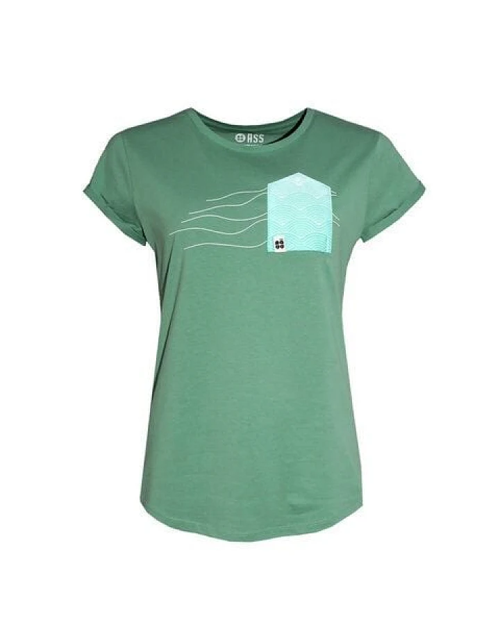 FÄDD Damen T-Shirt Rundhals aus Bio-Baumwolle "Wellennudeln BT" Grün