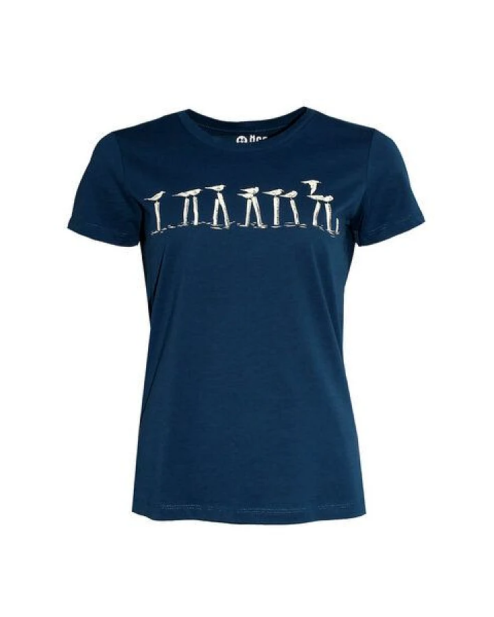 Damen T-Shirt Rundhals aus Bio-Baumwolle "Vollpfosten" Blau von Fädd