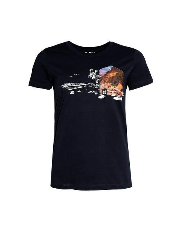FÄDD Damen T-Shirt Rundhals aus Bio-Baumwolle "Ostsee BT" Navy Schwarz