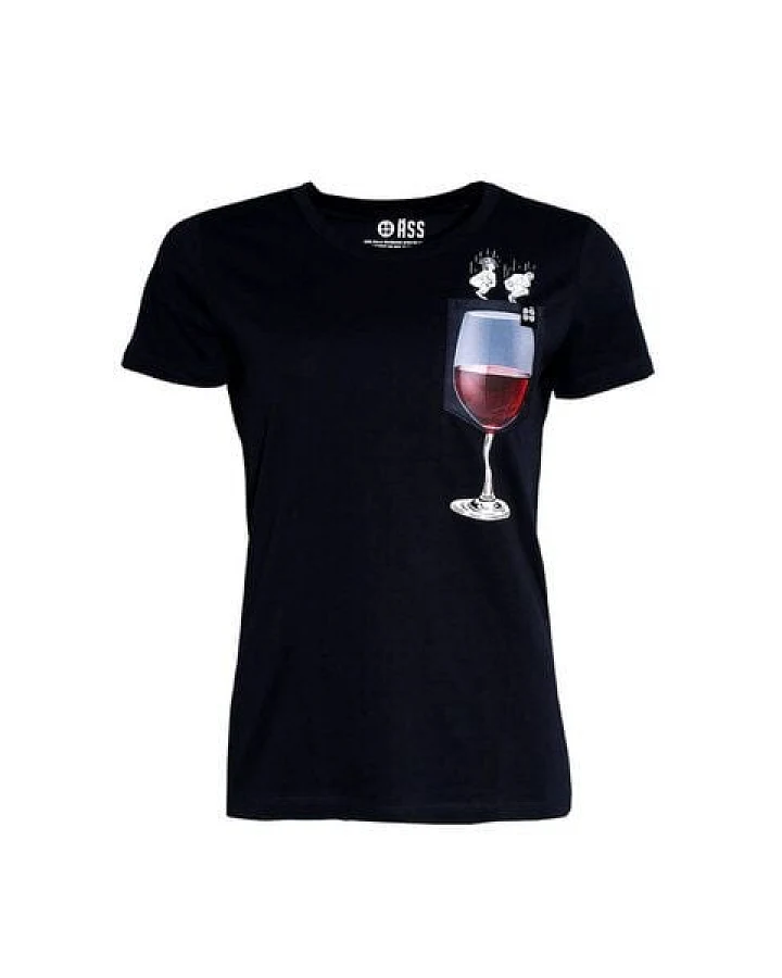 FÄDD Damen T-Shirt Rundhals aus Bio-Baumwolle "Rotwein BT" Navy Schwarz