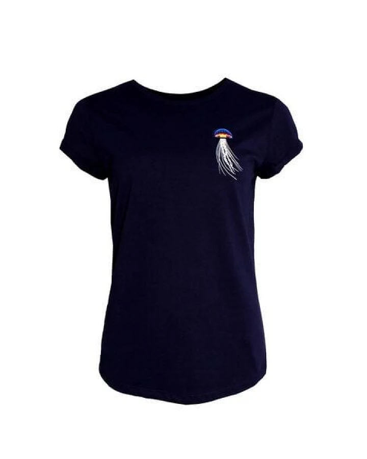 FÄDD Damen T-Shirt Rundhals aus Bio-Baumwolle "Kwalle PäP" Navy Blau