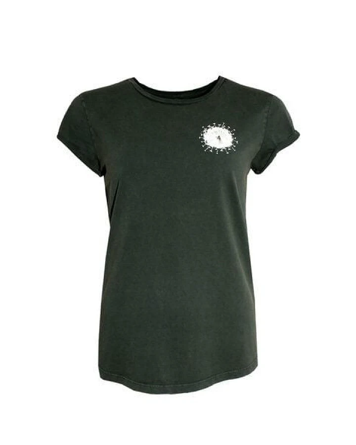 FÄDD Damen T-Shirt Rundhals aus Bio-Baumwolle Vau PäP Print änd Pätsch Grün