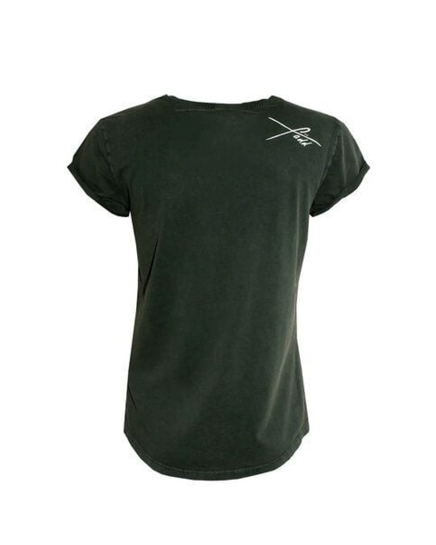 FÄDD Damen T-Shirt Rundhals aus Bio-Baumwolle Vau PäP Print änd Pätsch Grün – Ansicht 3