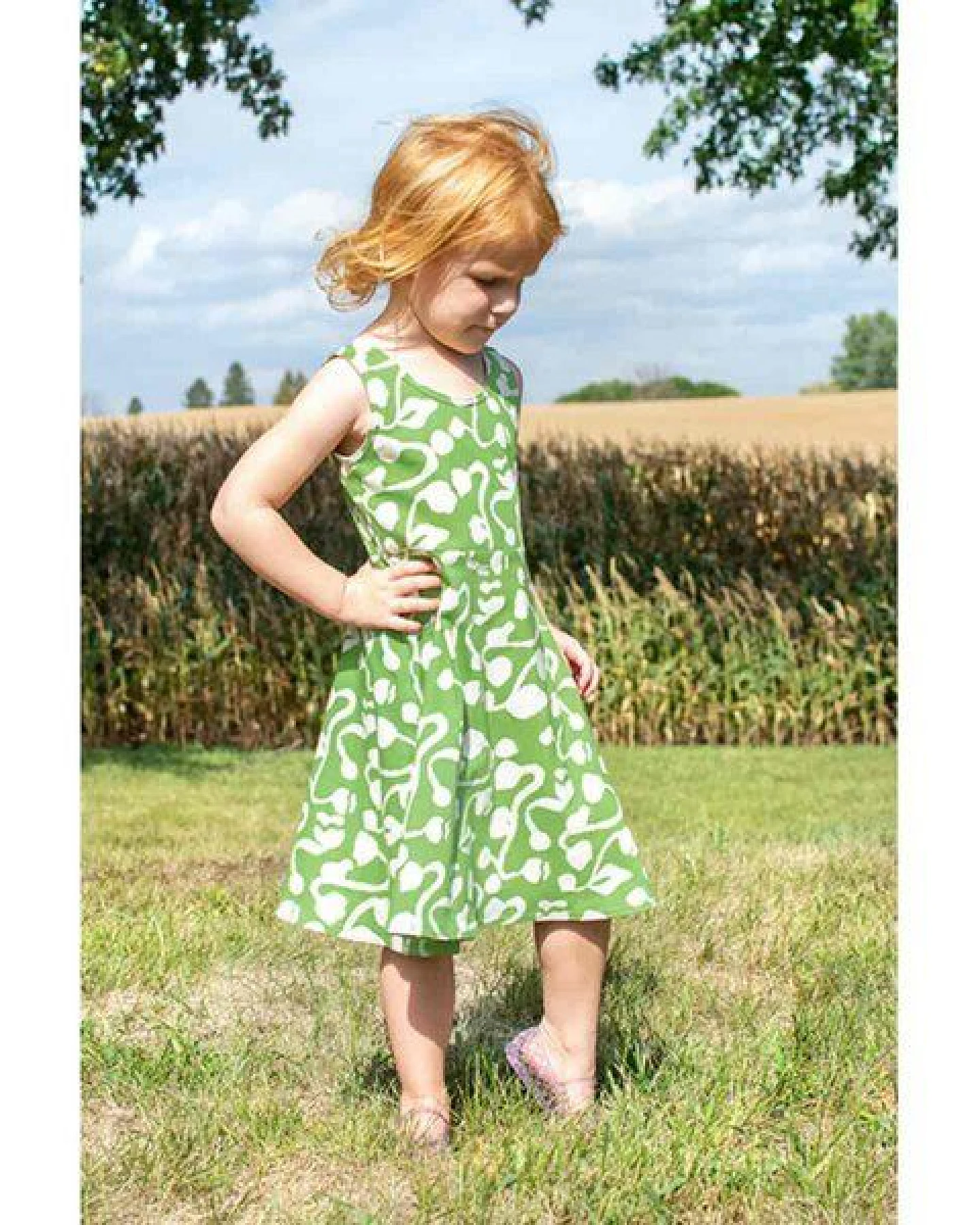 Global Mamas Bio Jersey Kleid Girls - Fit & Flare - Brambles – Ansicht 2