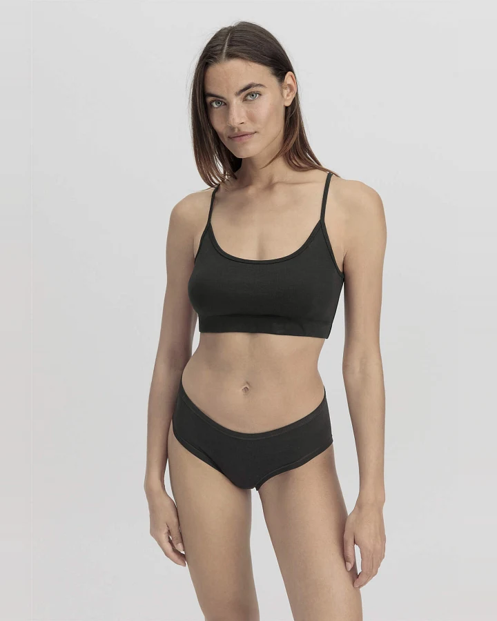 hessnatur Damen Bustier im 2er-Pack PURE COTTON aus Bio-Baumwolle - schwarz - Größe 34