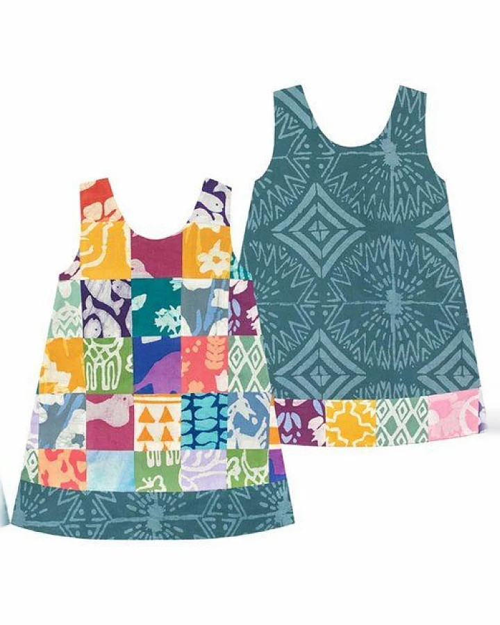 Global Mamas Baby Bio Wendekleid REVERSIBLE - Patchwork/Giraffe/Chicken