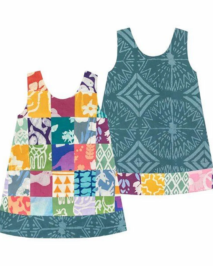 Global Mamas Baby Bio Wendekleid REVERSIBLE - Patchwork/Giraffe/Chicken