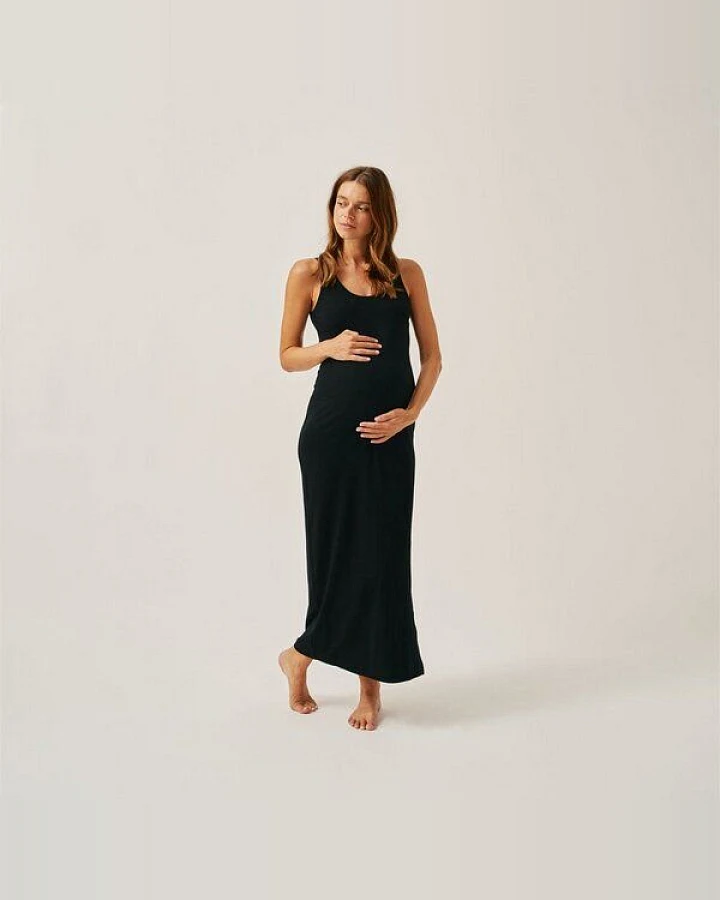 The Mama Set Umstands-Maxikleid „The Maxi Dress“ Figurbetonendes Kleid für Schwangerschaft & darüber hinaus