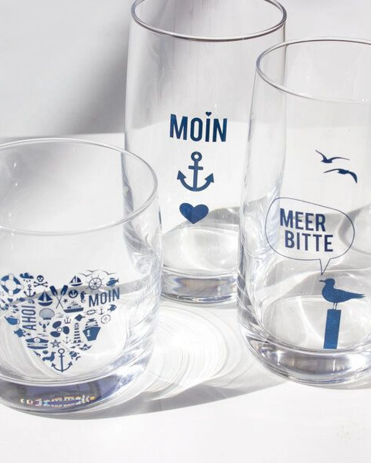 Bow & Hummingbird Kristallglas, Longdrinkglas "Moin-Anker-Herz" made in EU – Ansicht 3