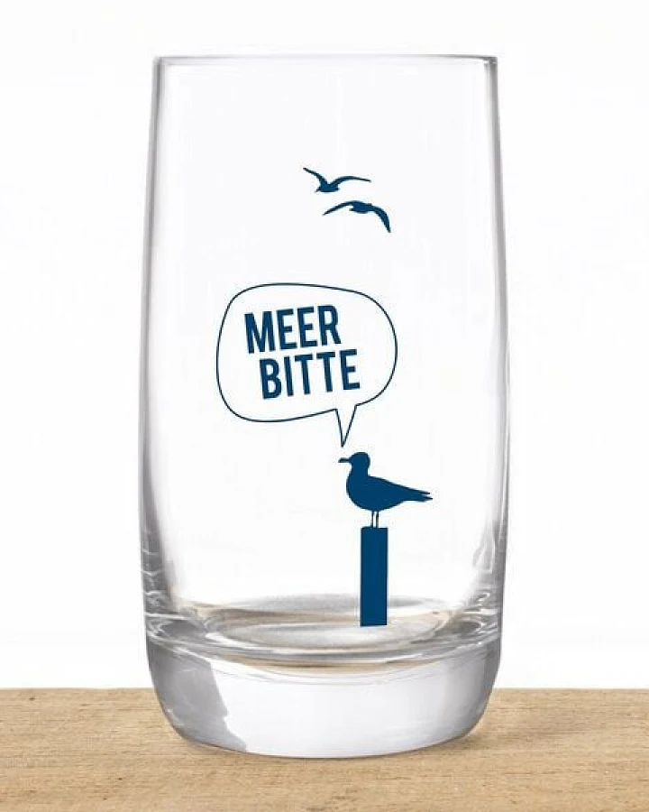 Bow & Hummingbird Kristallglas, Longdrinkglas "Meer Bitte Möwe" made in EU