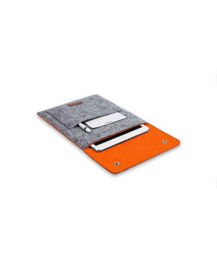 Råvare ENNO L in hellgrau-orange / Tablet- und Laptophülle aus Filz