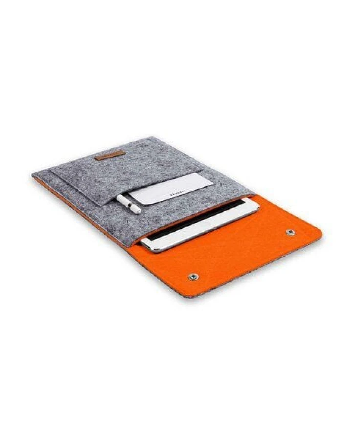 Råvare ENNO L in hellgrau-orange / Tablet- und Laptophülle aus Filz