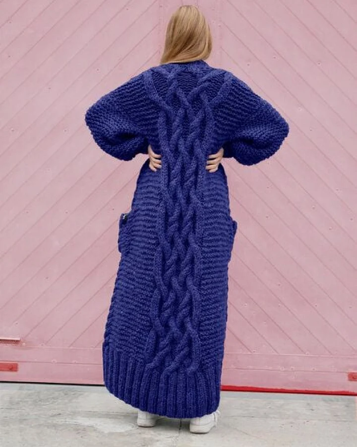 PANAPUFA lange Strickjacke aus Merinowolle