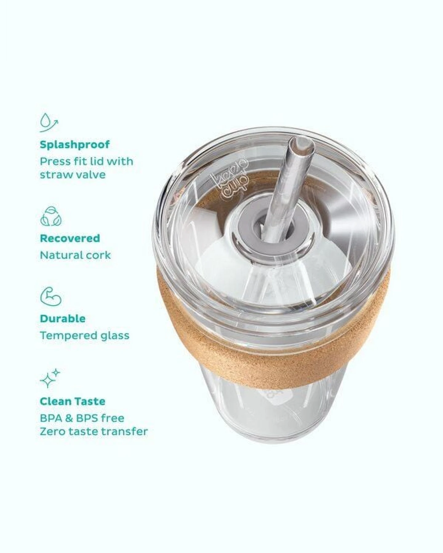 KeepCup - COLD CUP CORK – To Go Becher aus Glas mit Strohhalm in 2 Größen – Ansicht 4