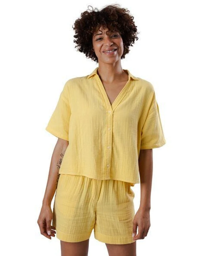 Brava Fabrics Kurzarm-Bluse Bubble Cropped Blouse