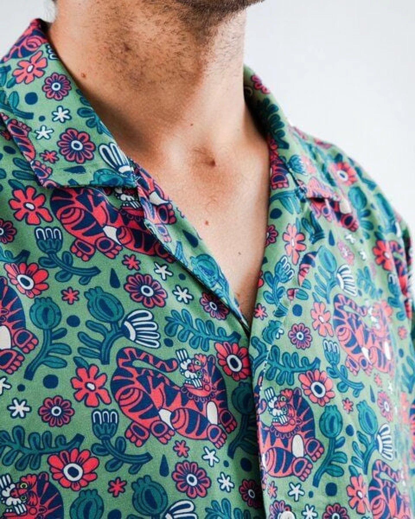 Brava Fabrics Kurzarm-Hemd Asis Percales Tigris Aloha – Ansicht 4