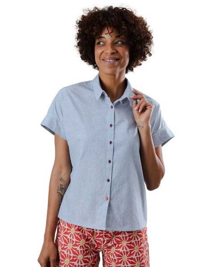 Brava Fabrics Kurzarm-Bluse Pinstripes Batwing Sleeve Blouse