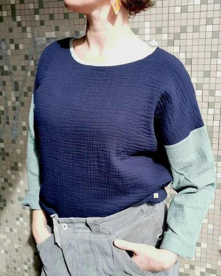 Fräulein Prusselise Musseline colourblock Top, Shirt, Bluse, bunt, -bio,