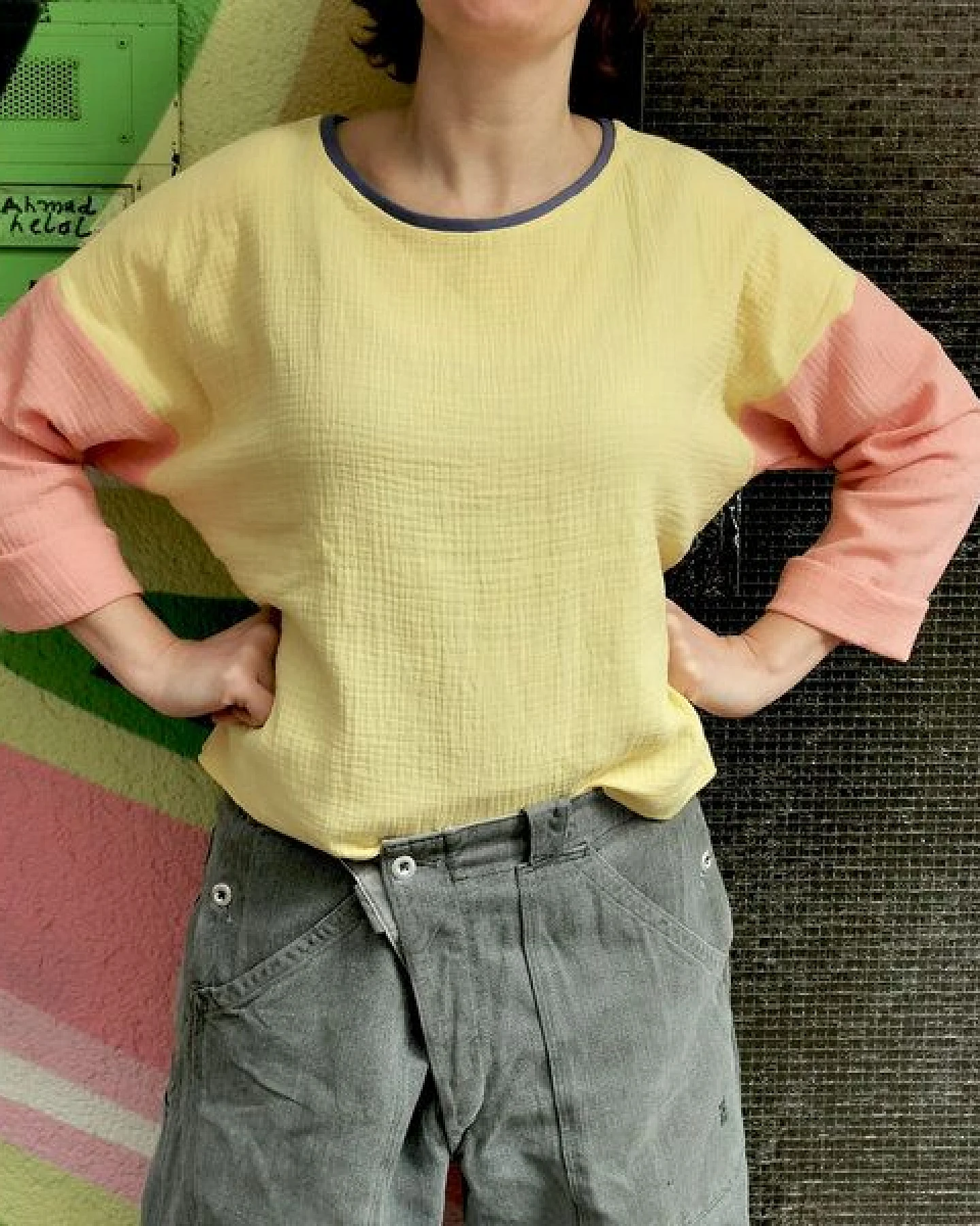 Fräulein Prusselise Musseline colourblock Top, Shirt, Bluse, bunt, -bio, – Ansicht 2