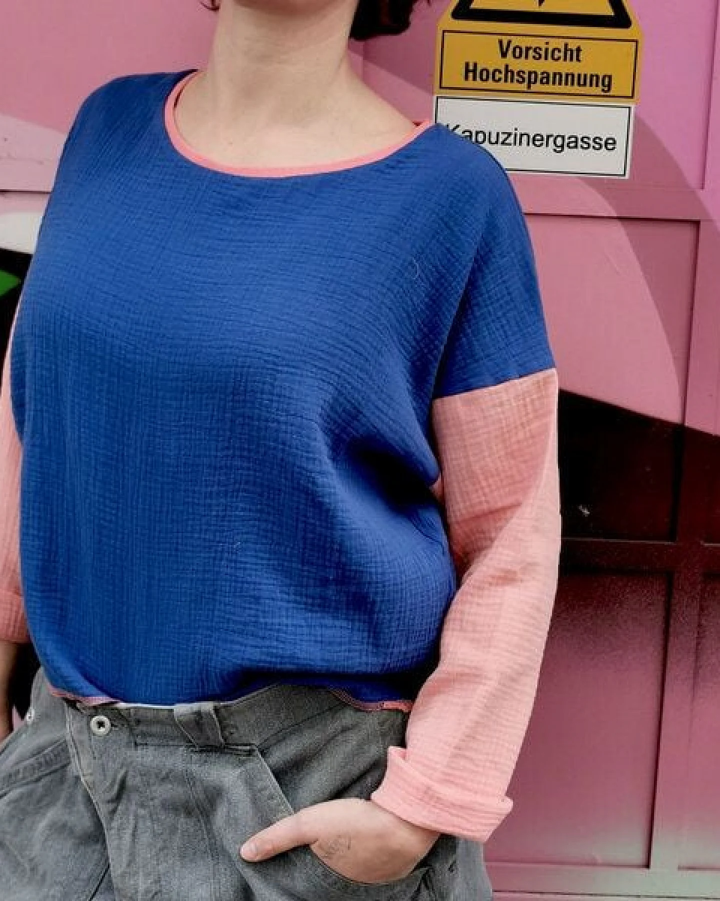 Fräulein Prusselise Musseline colourblock Top, Shirt, Bluse, bunt, -bio, – Ansicht 3