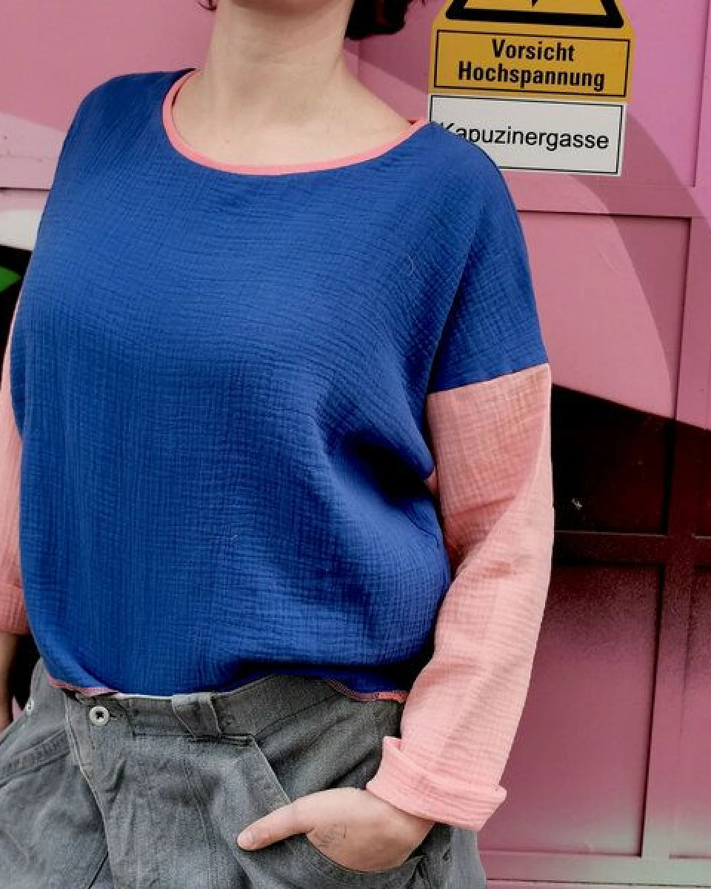 Fräulein Prusselise Musseline colourblock Top, Shirt, Bluse, bunt, -bio, – Ansicht 3