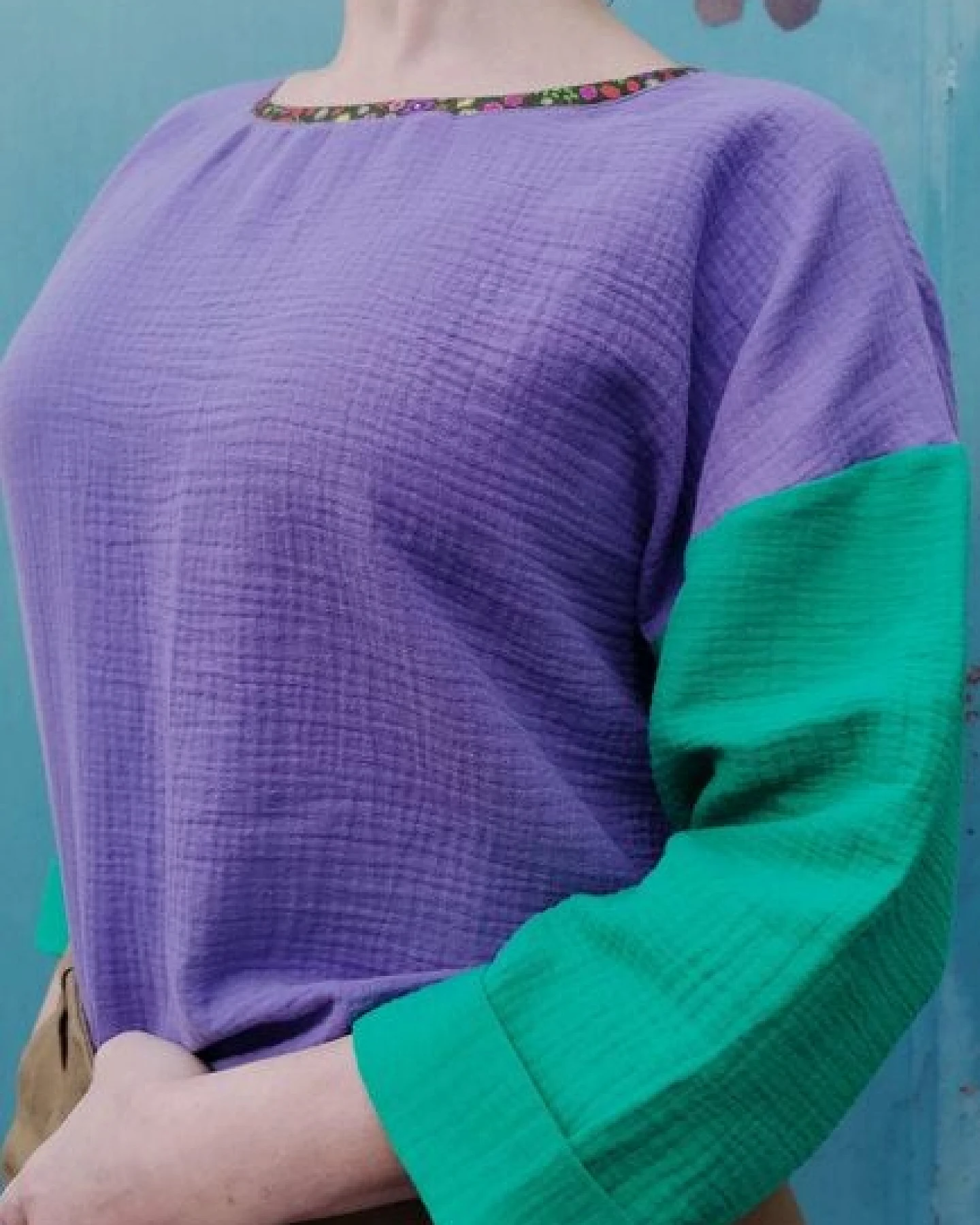 Fräulein Prusselise Musseline colourblock Top, Shirt, Bluse, bunt, -bio, – Ansicht 3