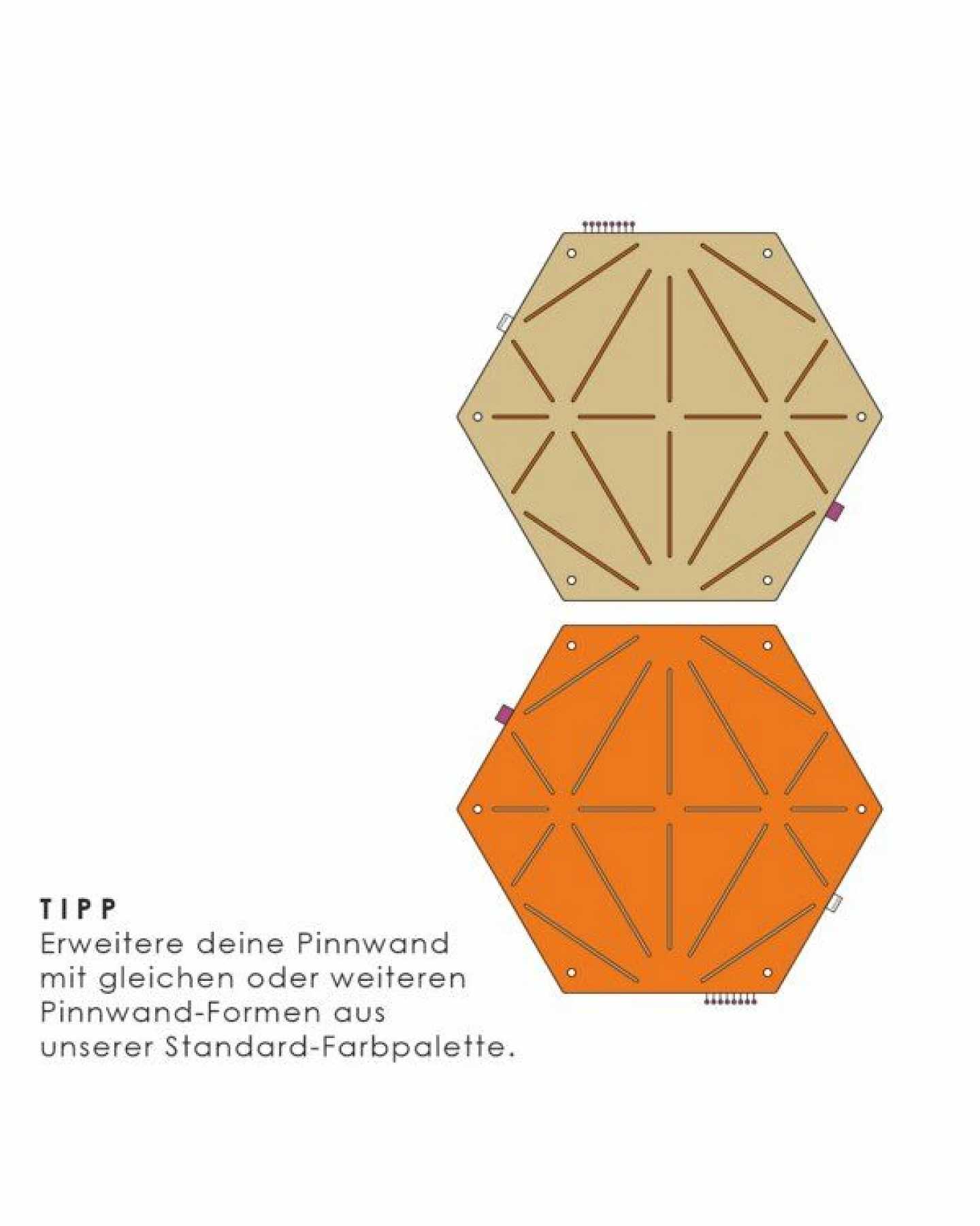 Råvare Pinnwand Hexagon in hellgrau-orange – Ansicht 3