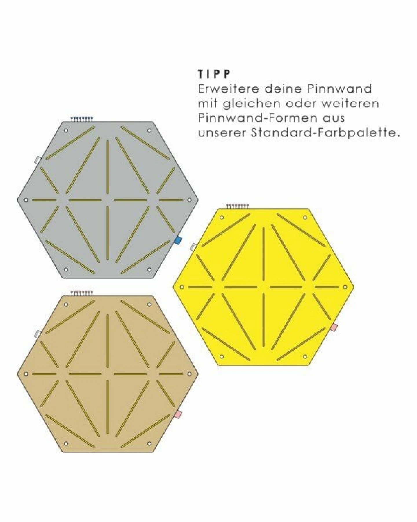 Råvare Pinnwand Hexagon in hellgrau-orange – Ansicht 4