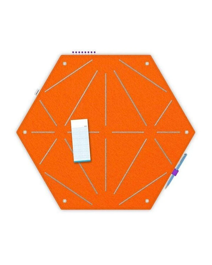 Råvare Pinnwand Hexagon in orange-beige