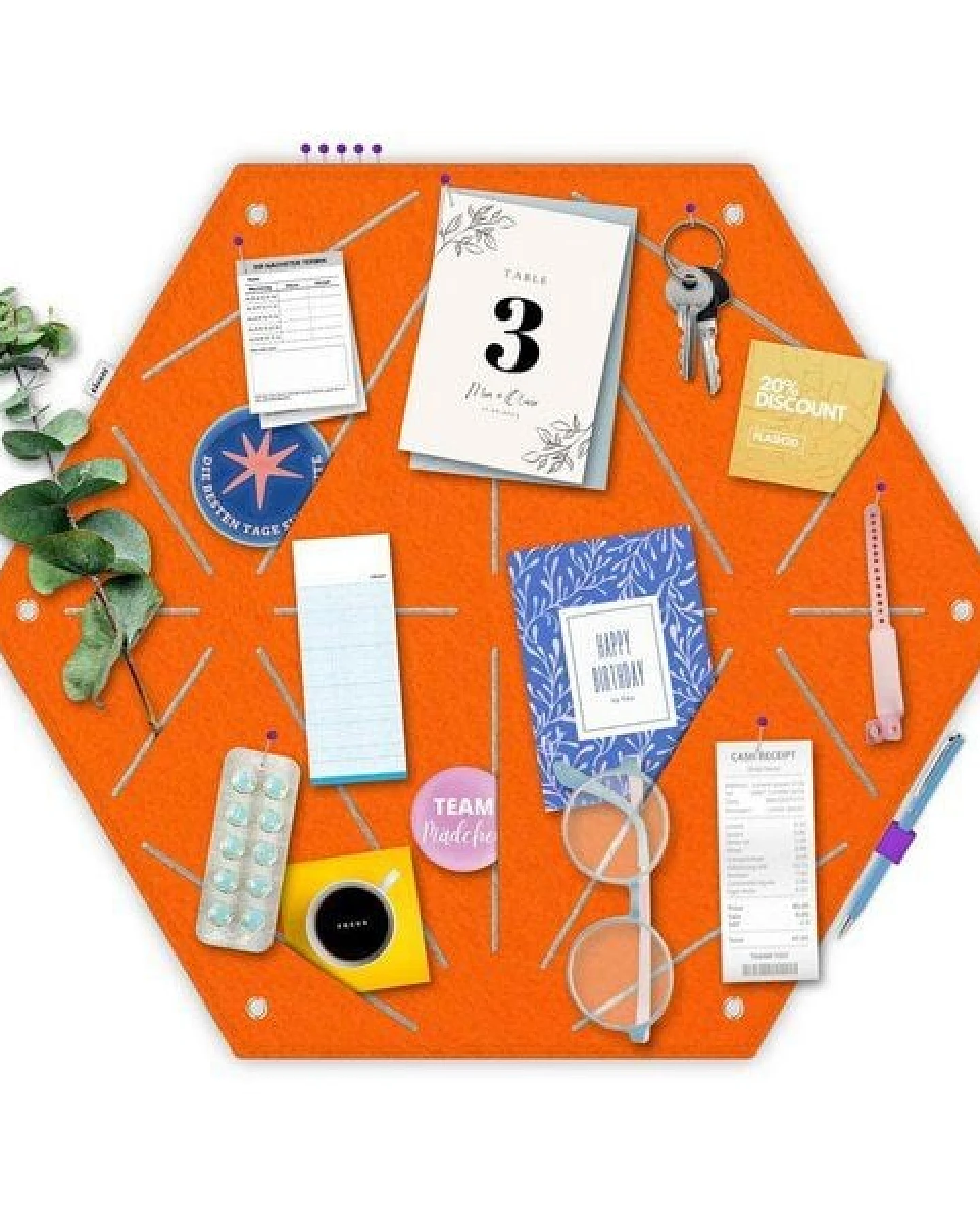 Råvare Pinnwand Hexagon in orange-beige – Ansicht 2