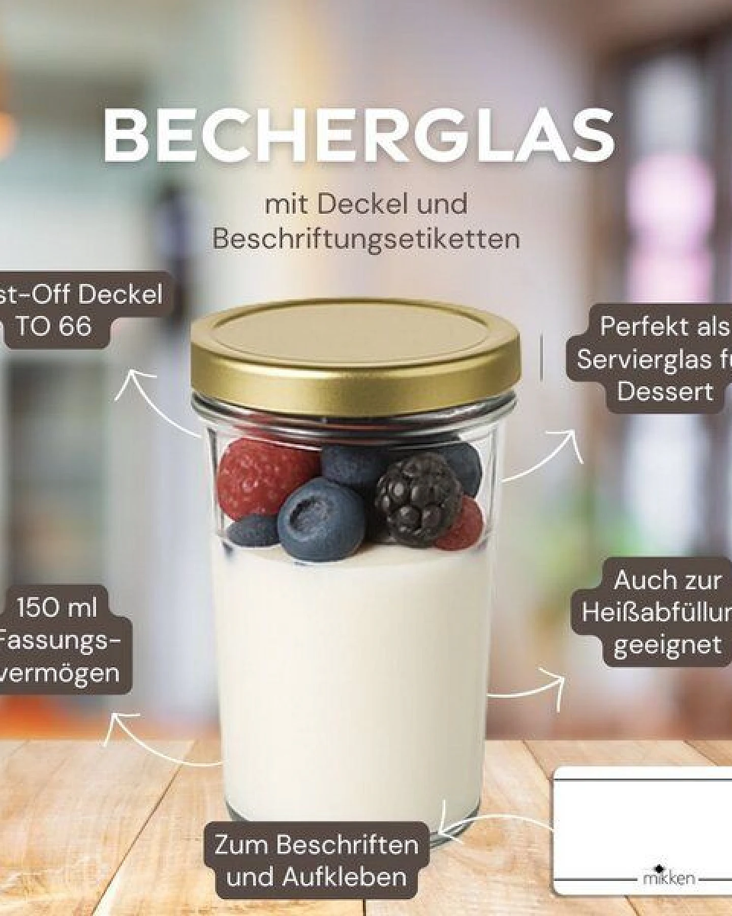 mikken 100 Dessertgläser 150 ml Einmachgläser mit Schraubdeckel – Ansicht 2