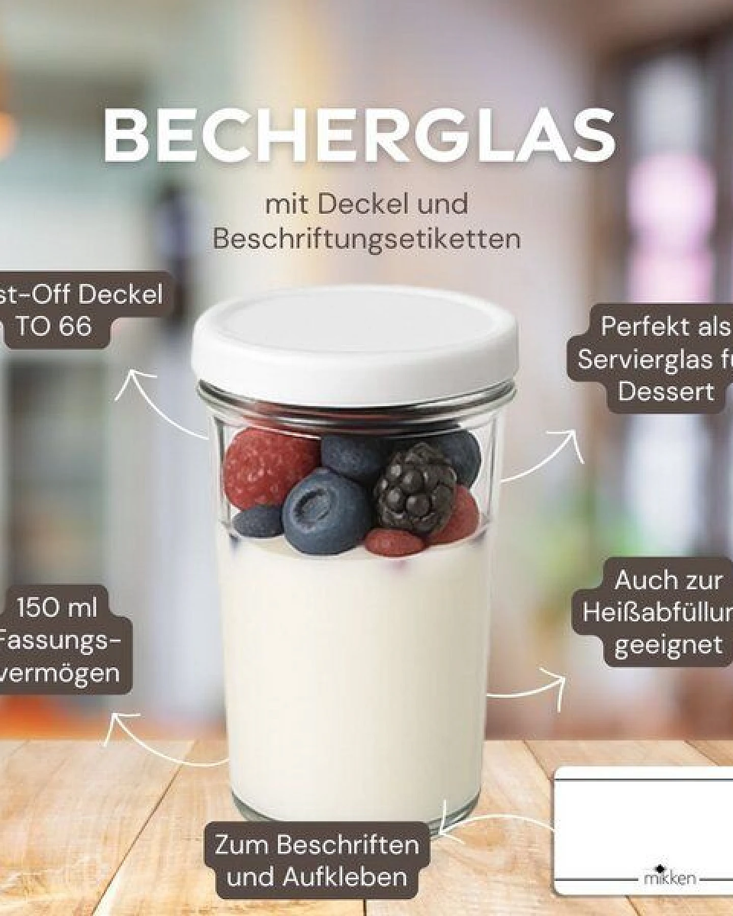 mikken 100 Dessertgläser 150 ml Einmachgläser mit Schraubdeckel – Ansicht 2