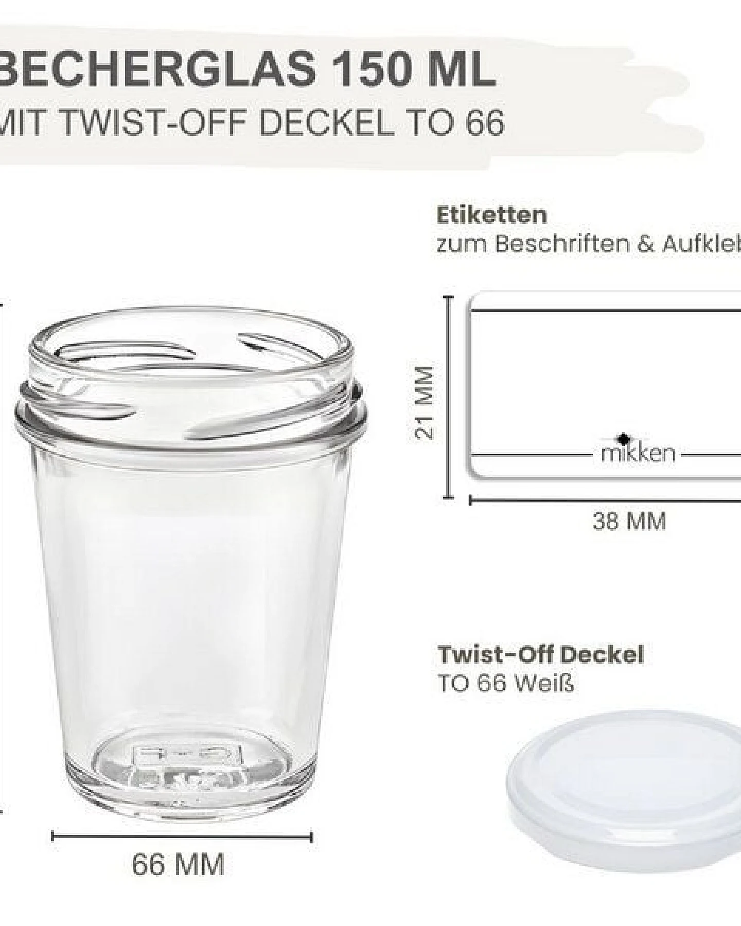 mikken 100 Dessertgläser 150 ml Einmachgläser mit Schraubdeckel – Ansicht 3