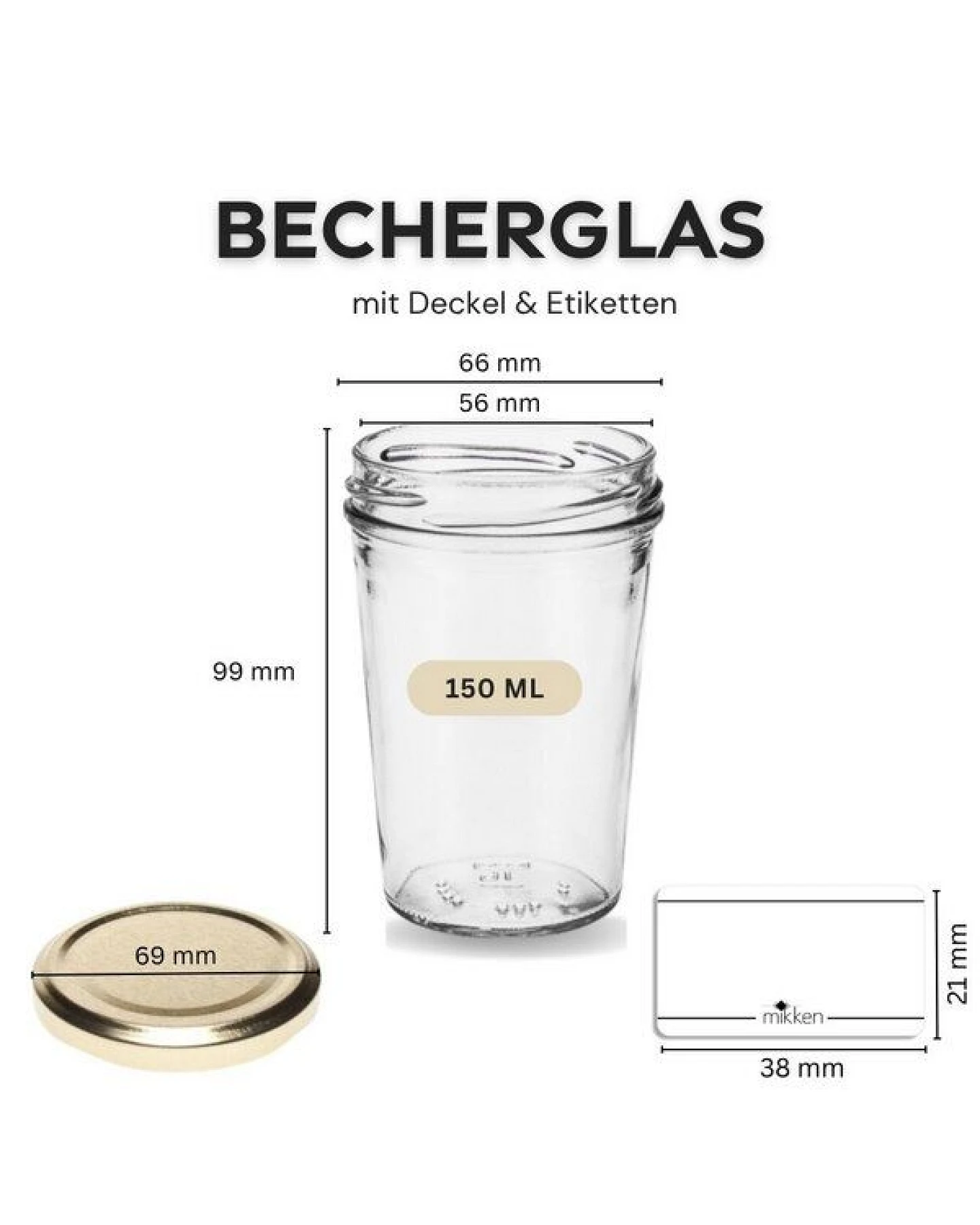 mikken 20 Dessertgläser 150 ml – Einmachgläser mit Schraubdeckel – Ansicht 3