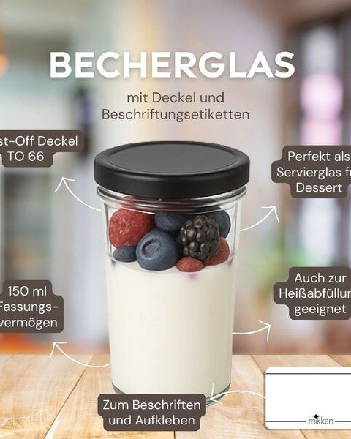 mikken 20 Dessertgläser 150 ml – Einmachgläser mit Schraubdeckel – Ansicht 2