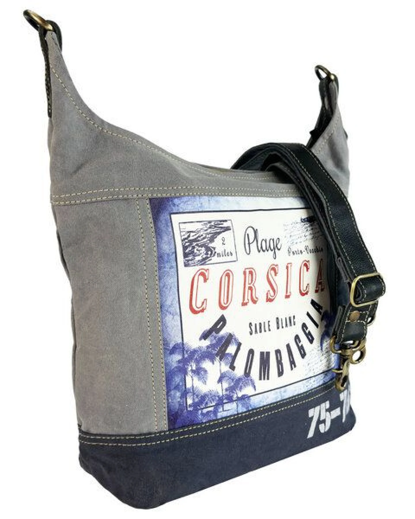 Sunsa Hobo Tasche mit Corsica Motiv, Umhängetasche aus Canvas – Ansicht 2